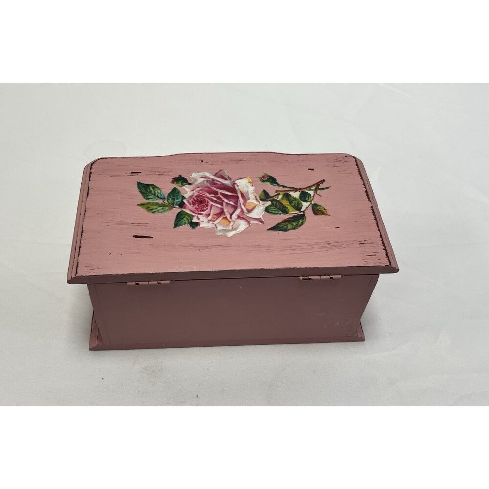 Vintage Wooden Jewelry Box with Mirror - Picture 6 of 6